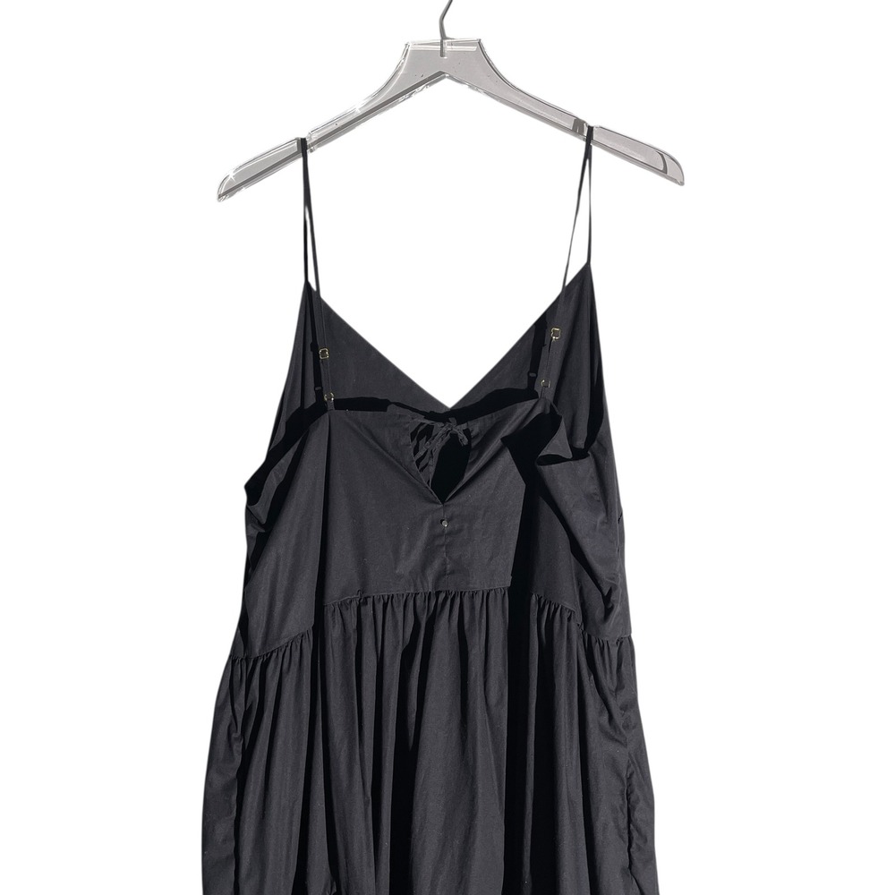 Cuyana Womens Poplin Tiered Strappy V Neck Midi Dress Neutral Size XL Black - Picture 8 of 10